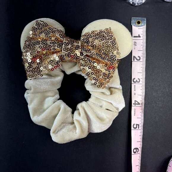 Minnie Mouse Ears Scrunchies Gold Sequins Hair Bow Hair Care Hair Accessories - Picture 5 of 8